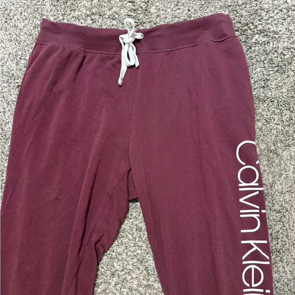 Calvin Klein Burgundy Womens Joggers - Picture 2 of 4